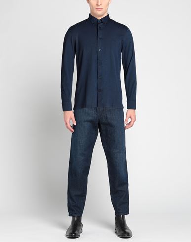 Man Shirt Navy Size L Cotton