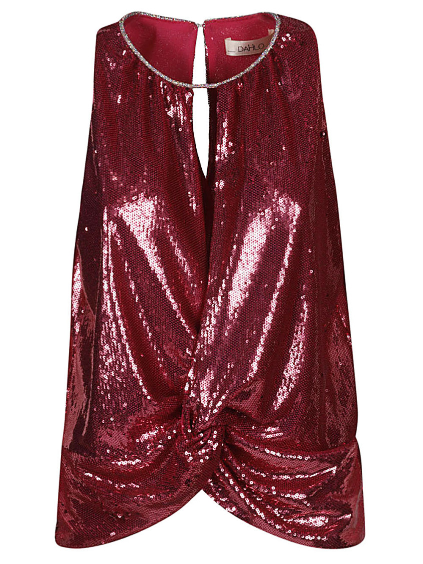 Maroon Maroon Sequin Cropped Top