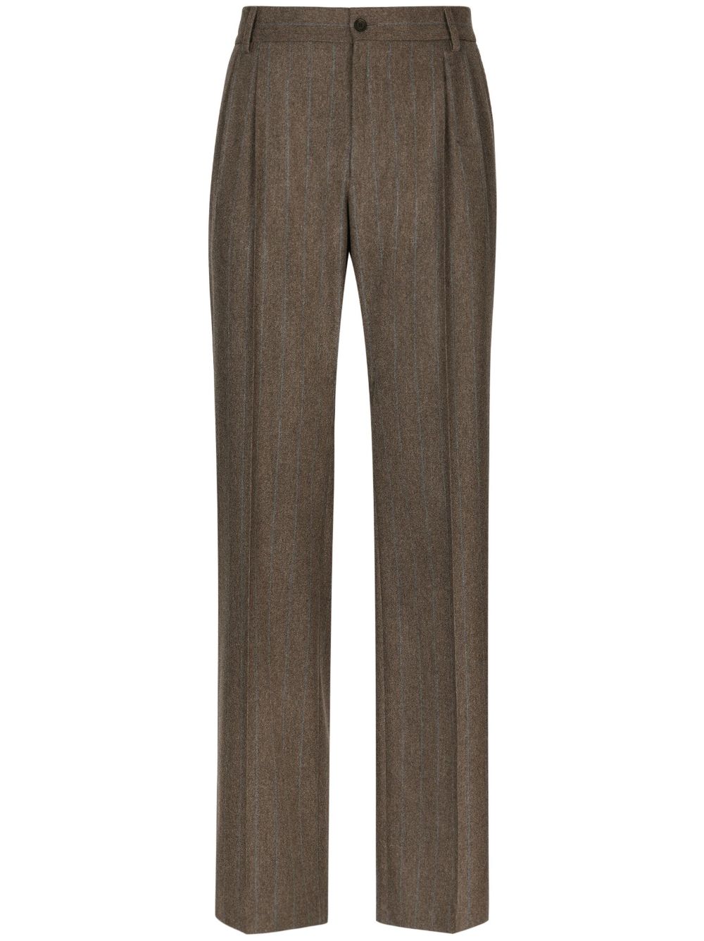 Pinstripe wide-leg flannel trousers - Brown