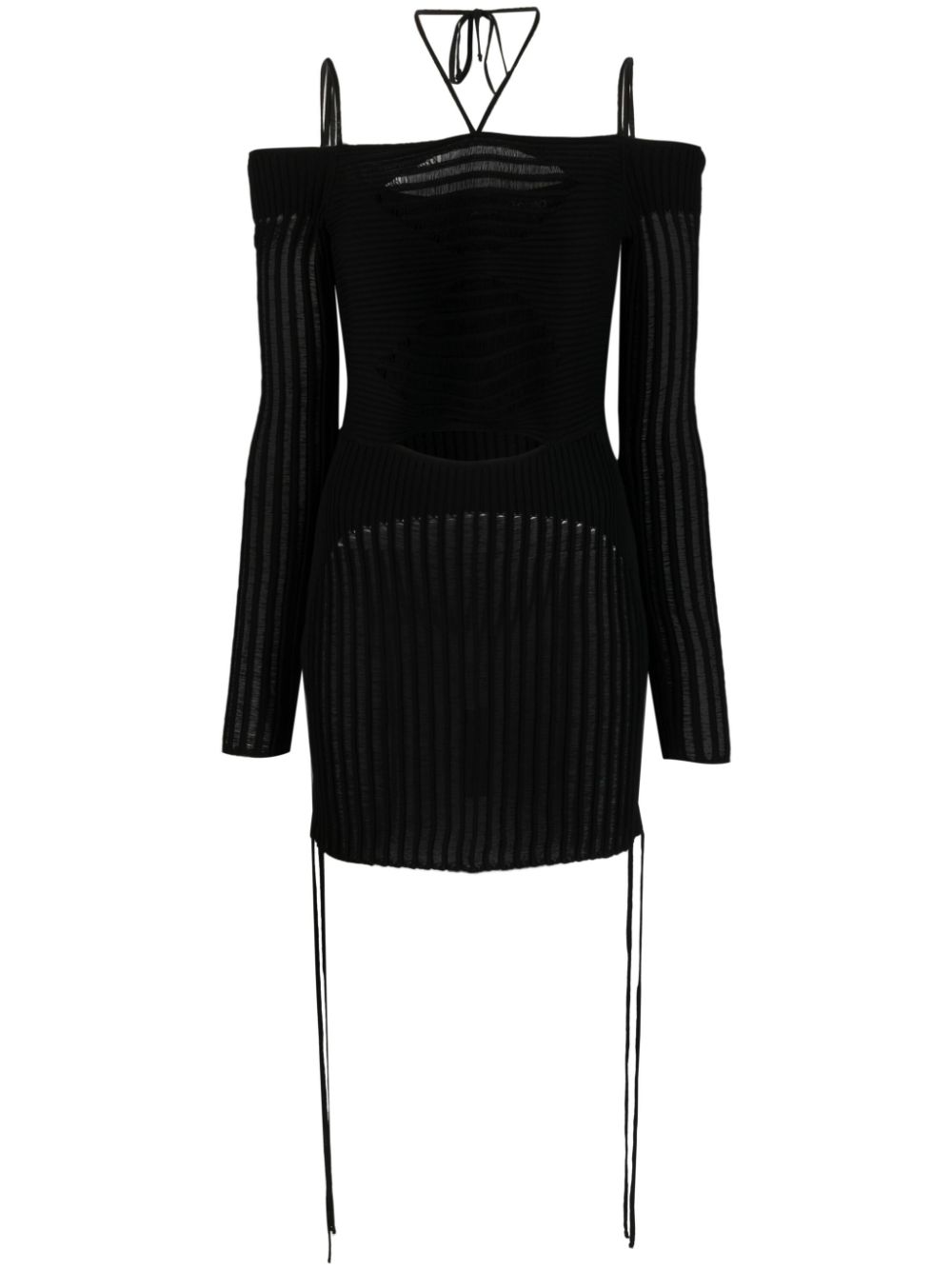 Ribbed-knit mini dress - Black