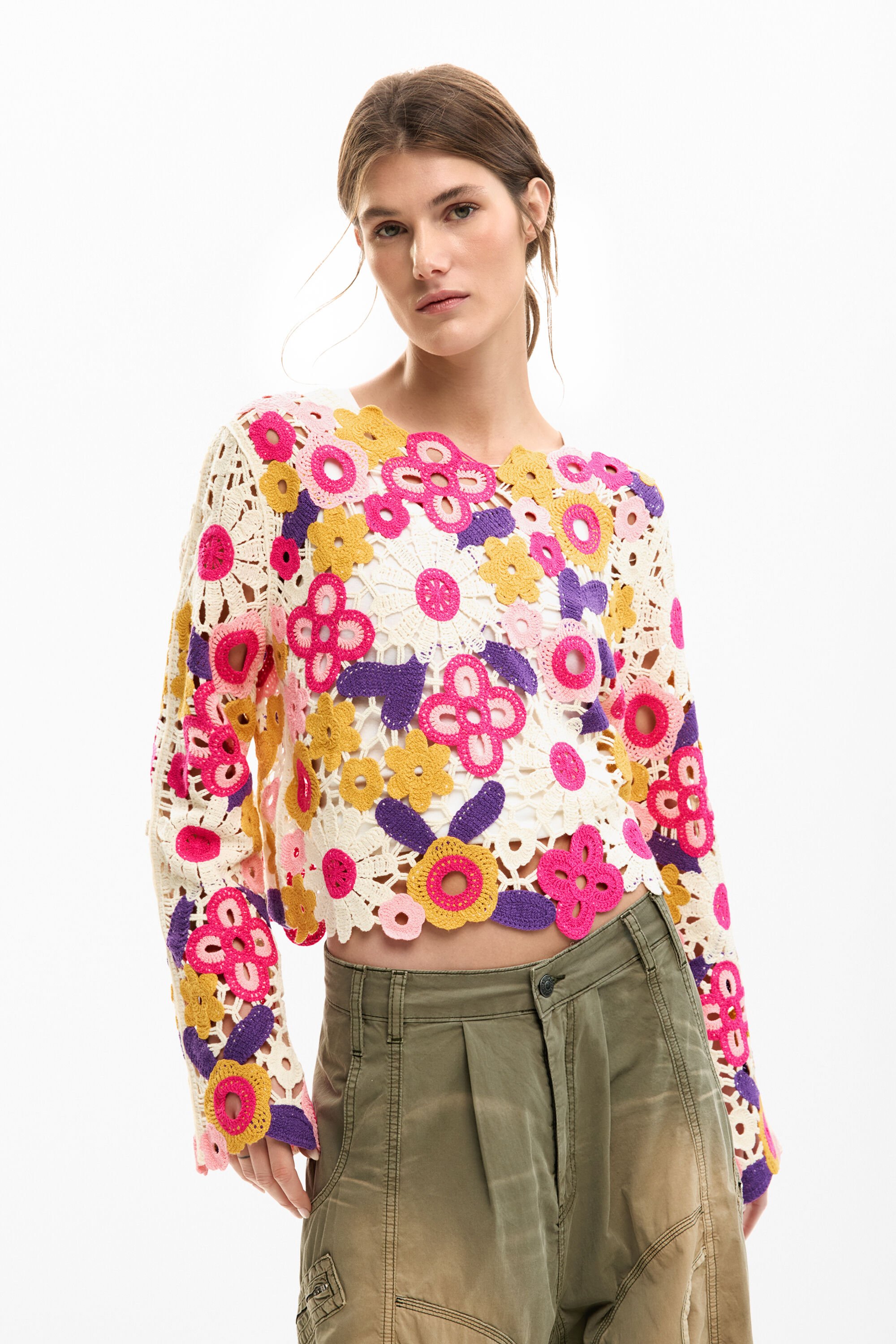Multicolor crochet sweater