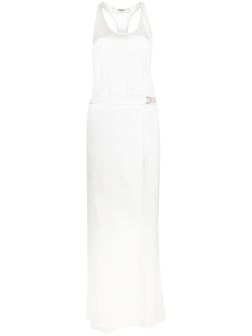 Sleeveless silk satin jumpsuit - White