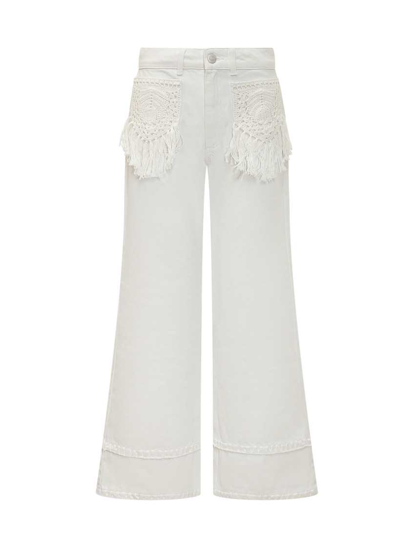 White Wide High Rise Jeans