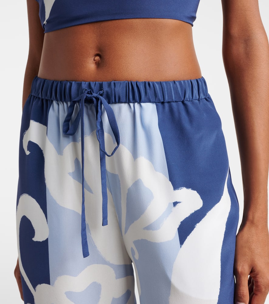 Sorrento printed silk satin wide-leg pants