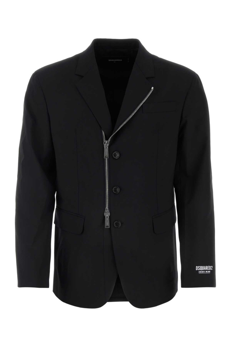 Logo-print zip-fastening jacket