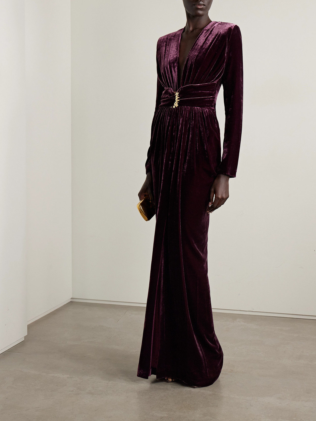 Embellished Velvet Gown - Purple