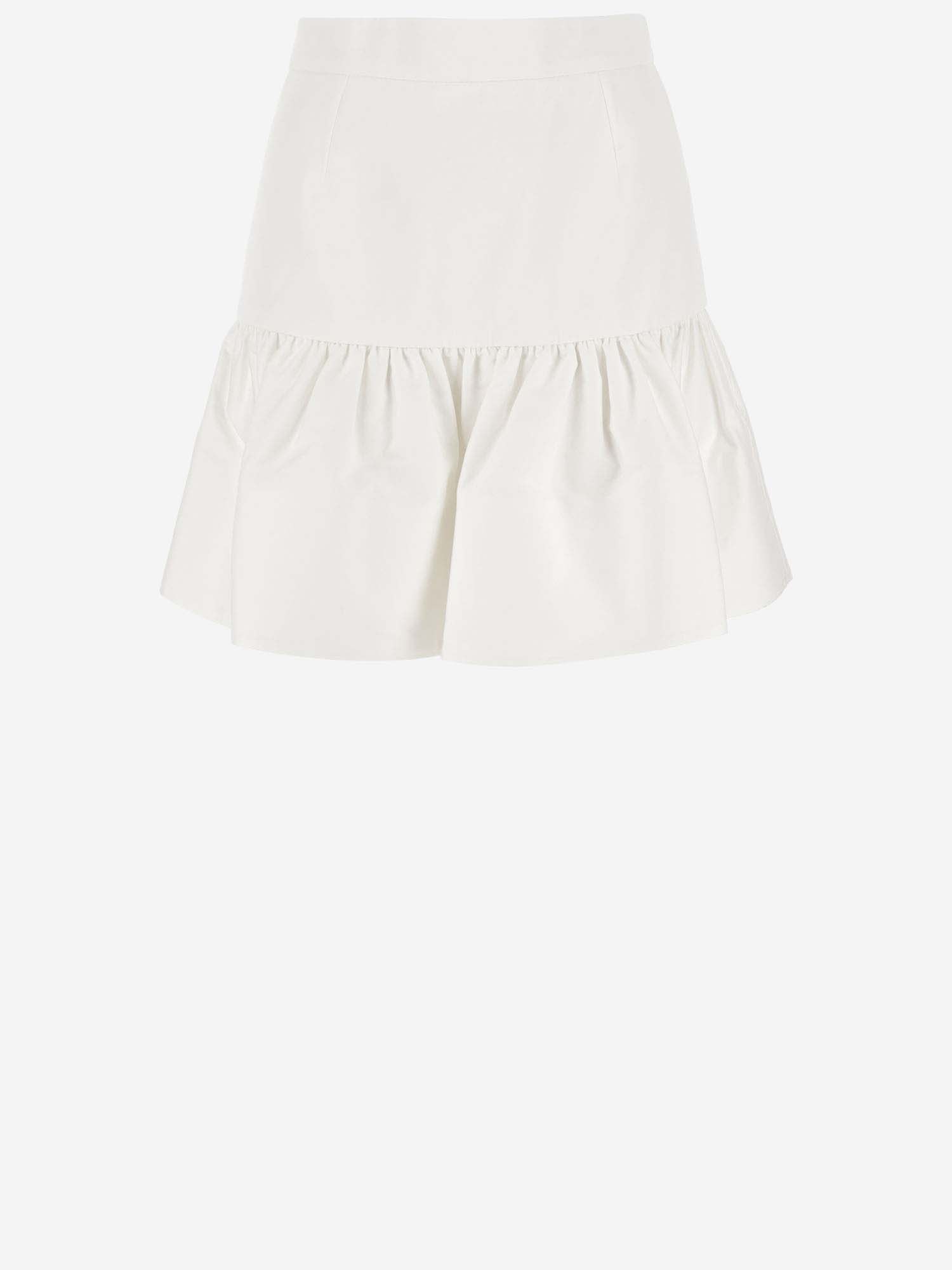 Ruffled cotton mini skirt - White