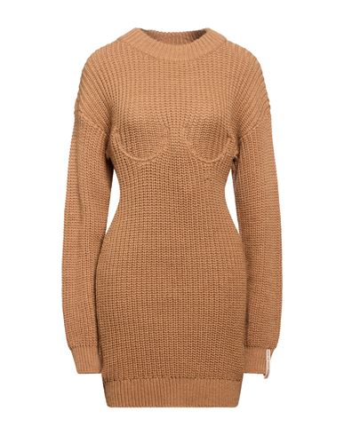 Woman Mini dress Camel Size S Acrylic, Wool, Viscose, Alpaca wool