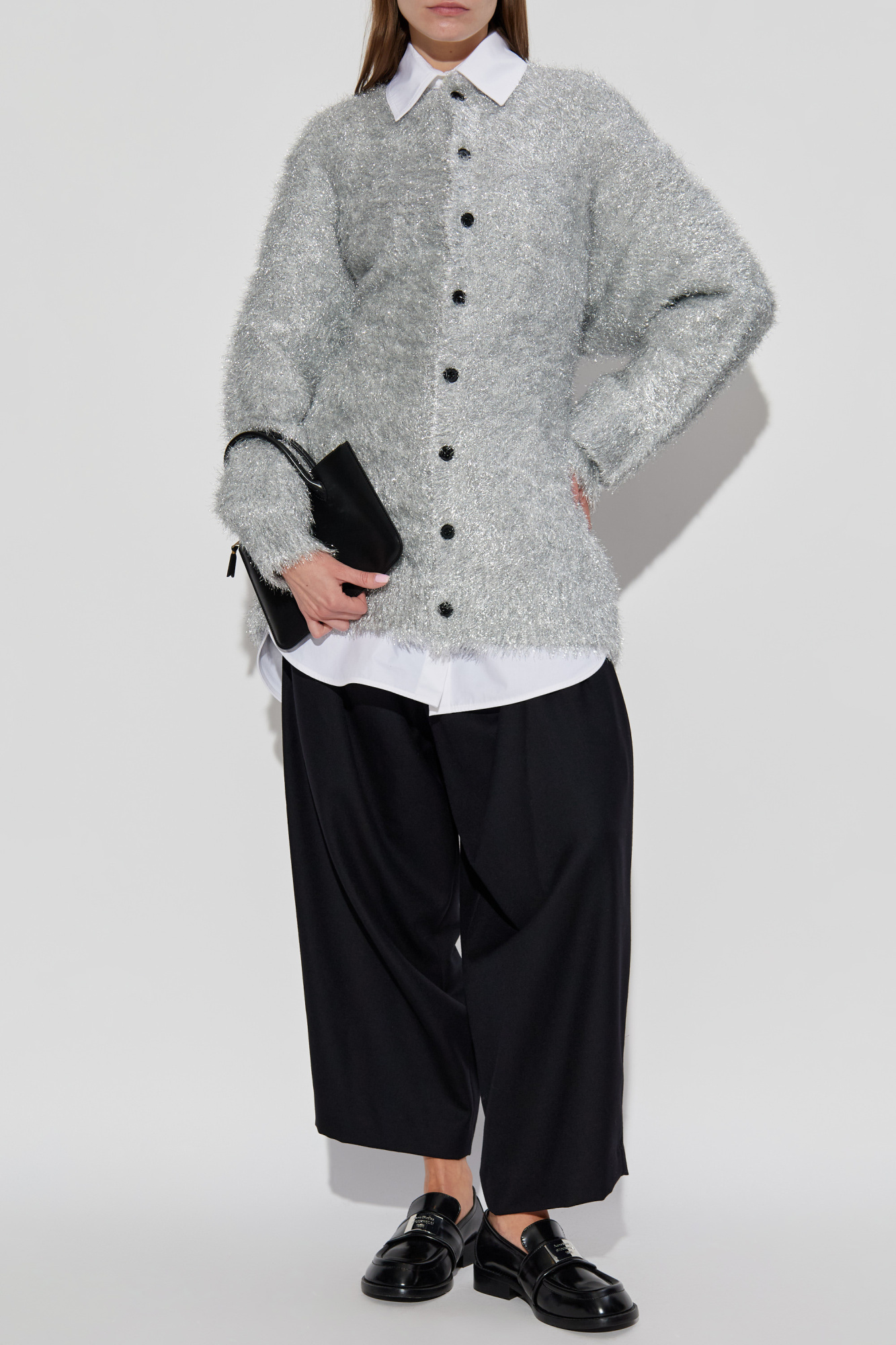 Cardigan With Decorative Trim, Women's, Silver