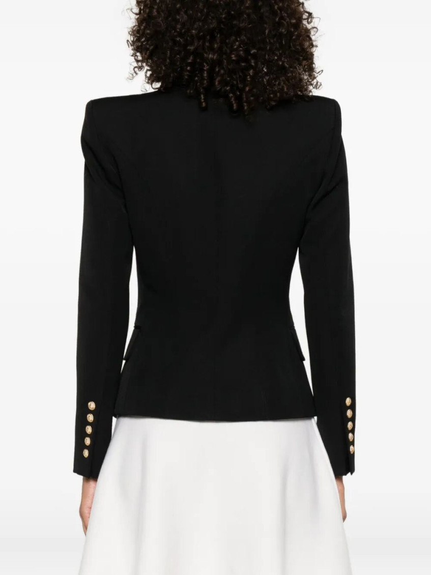 Black Double-breasted Wool Blazer