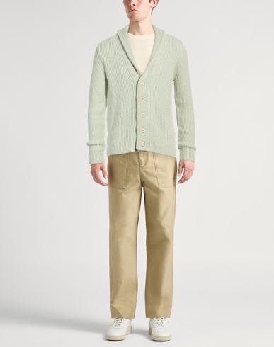 Man Cardigan Light green Size L Cotton