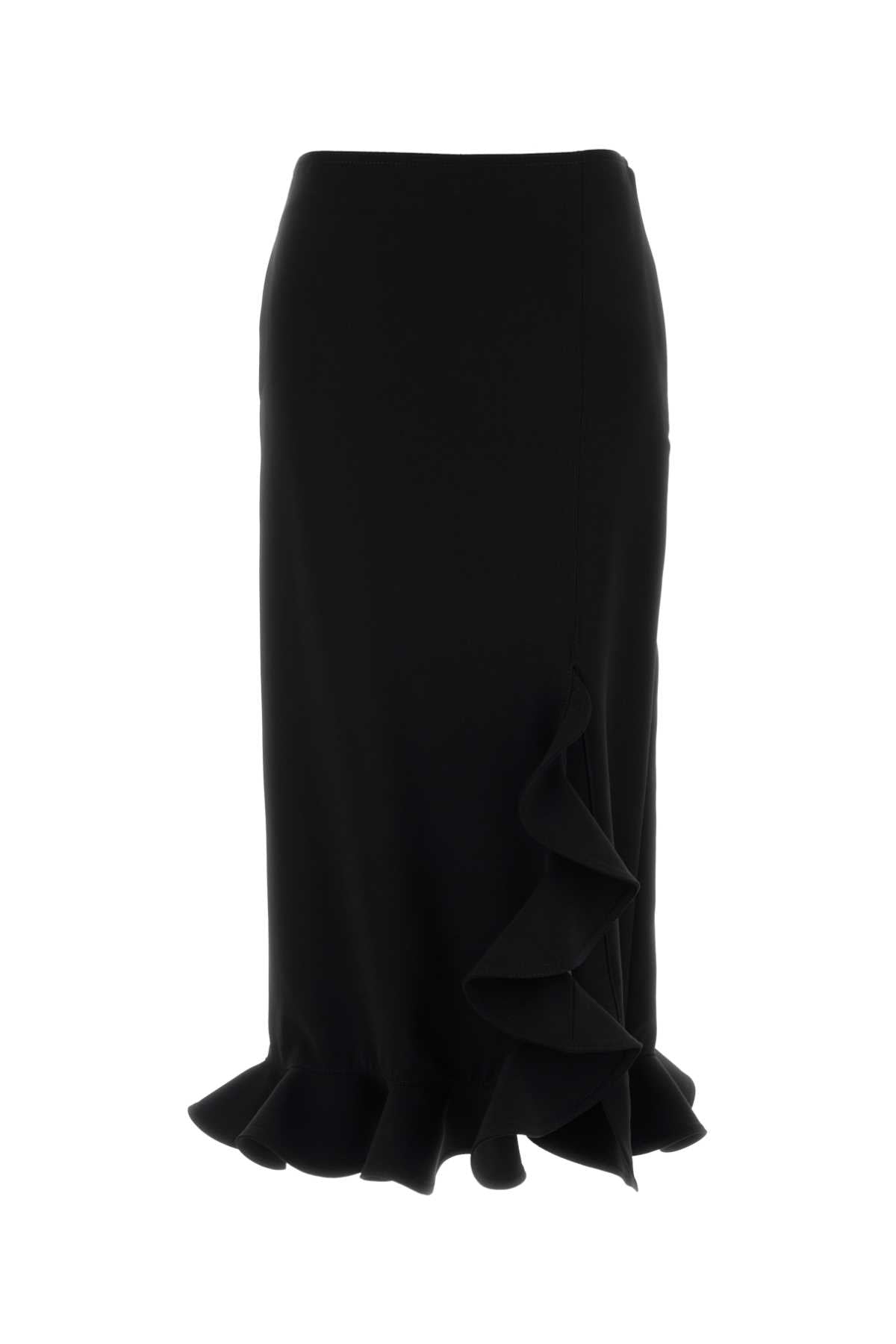 Ruffled Jersey Skirt — Black