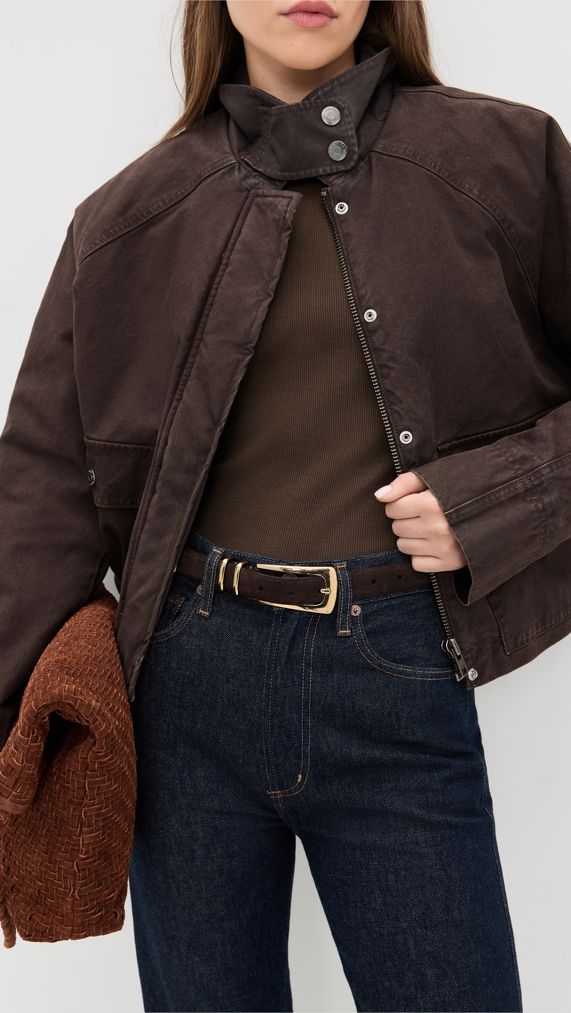 Elongated Buckle Belt Coffee Bean