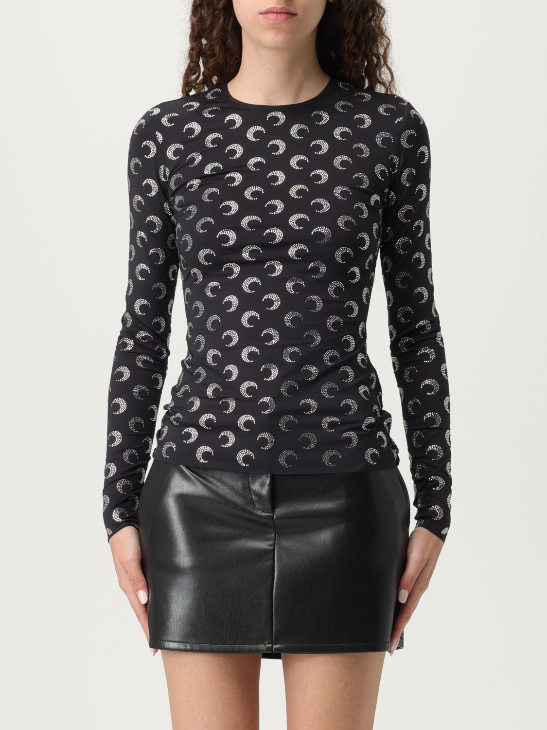 Marine Serre draped jersey top - Brown