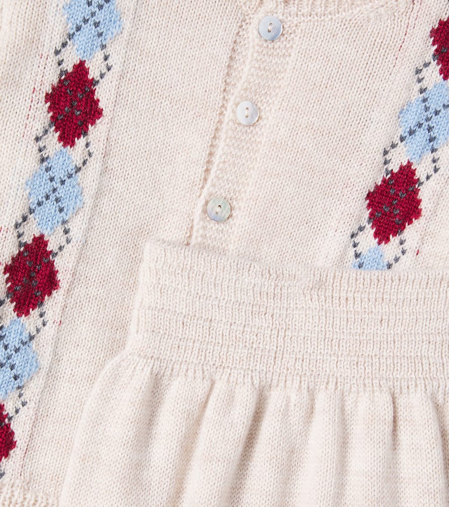 Baby argyle virgin wool cardigan and pants set
