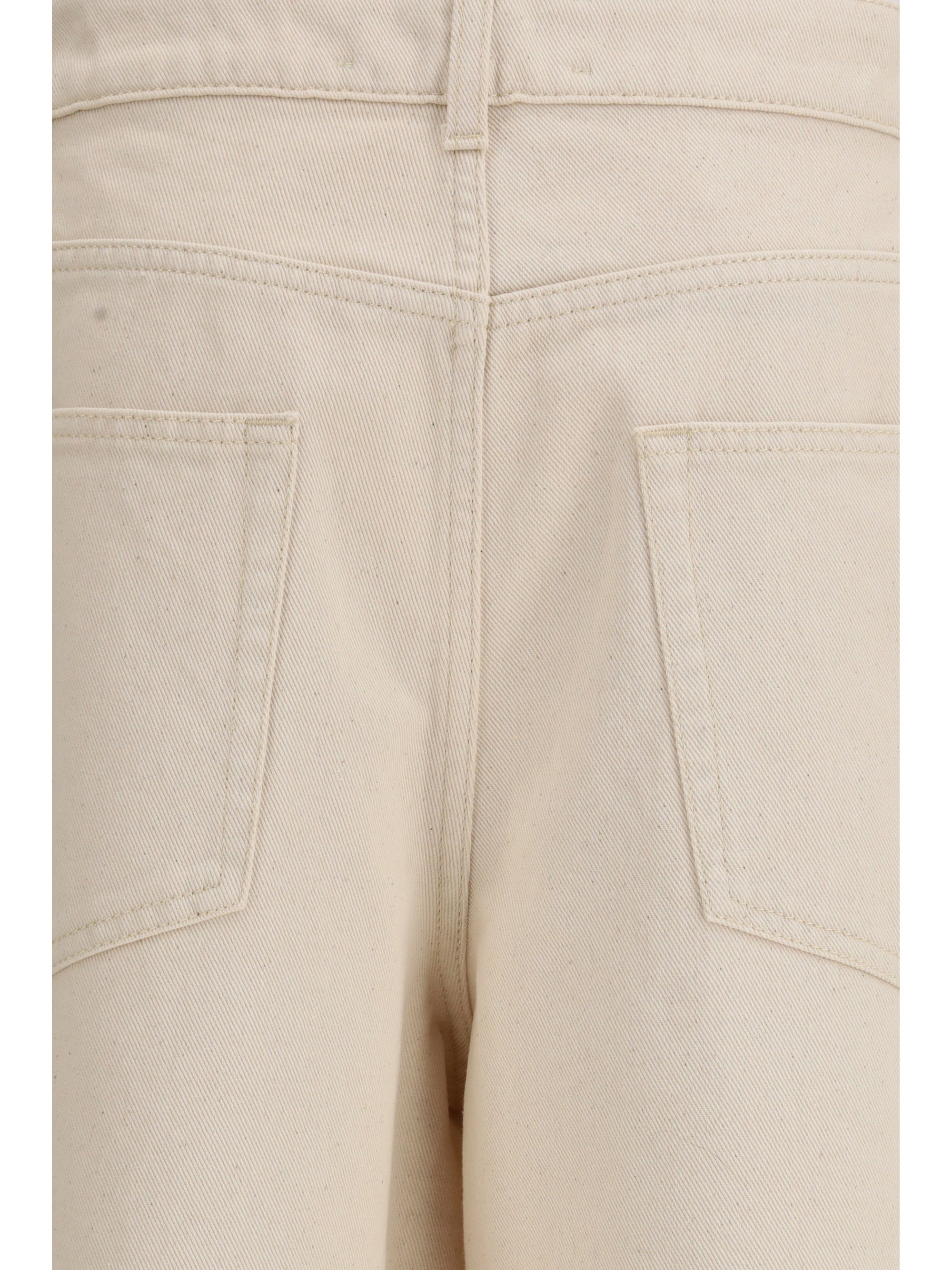 Baggy Fit Cotton Jeans — Beige