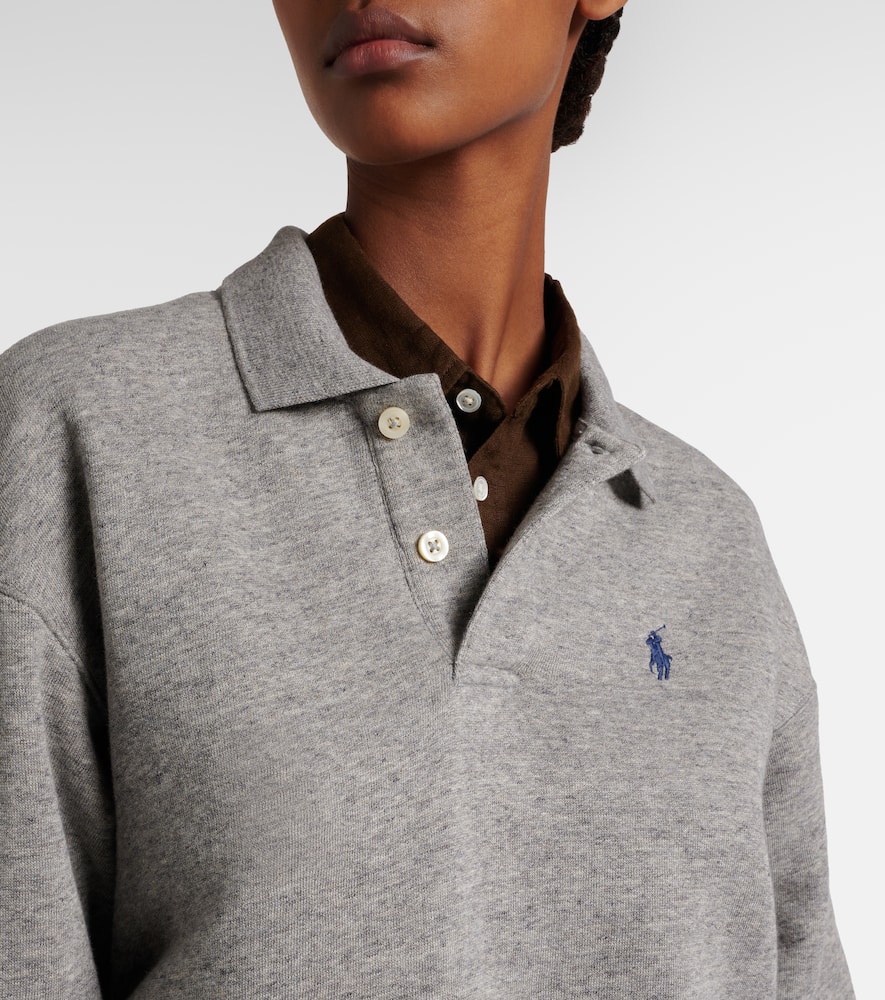 Logo cotton-blend fleece polo sweatshirt