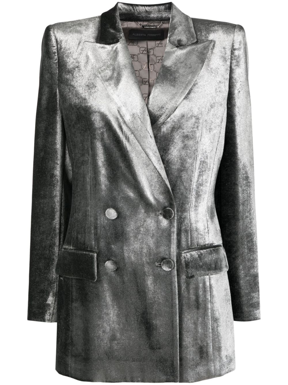 Double-breasted velvet jacket - Grey
