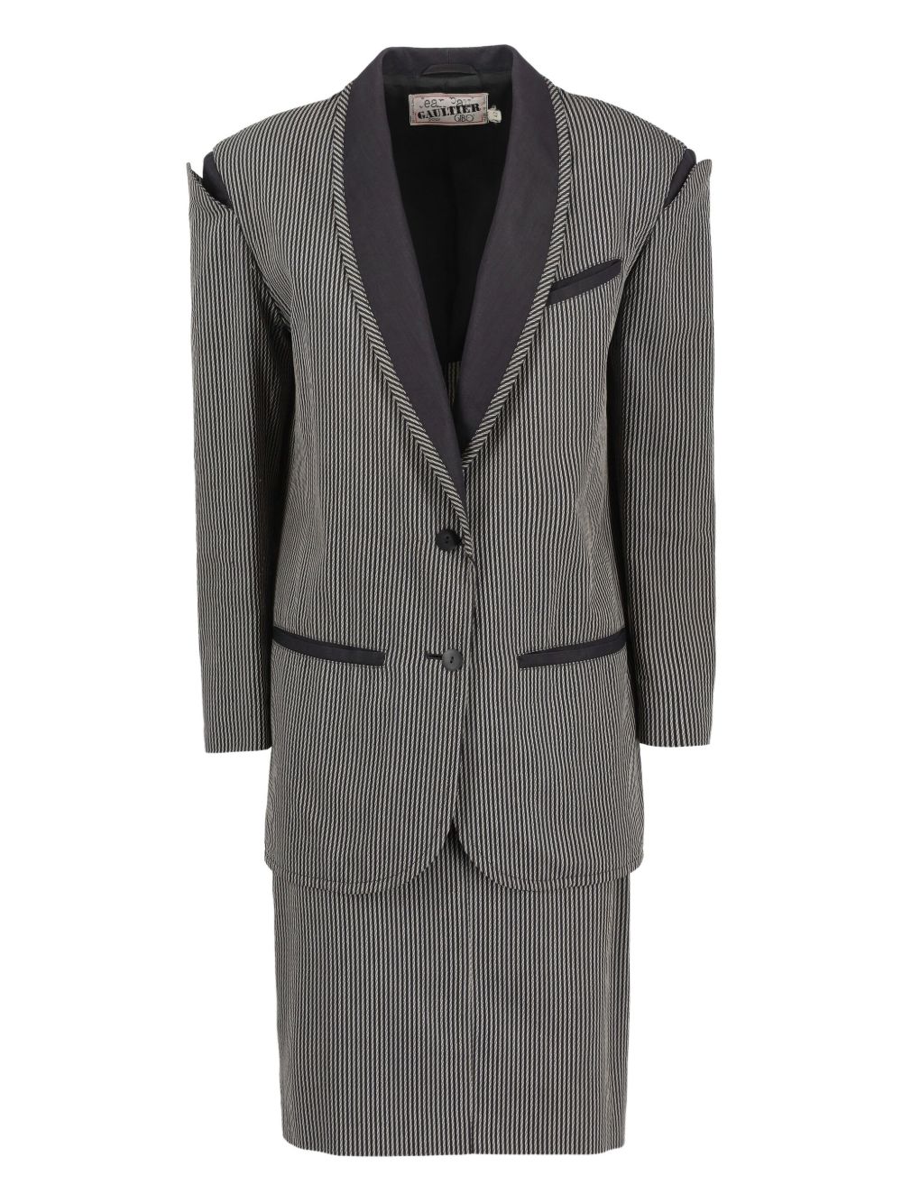 Striped single-breasted suit - Black