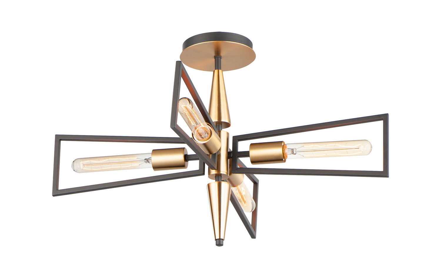 Black Satin Brass Four Light Flush Mount from the Wings Collection