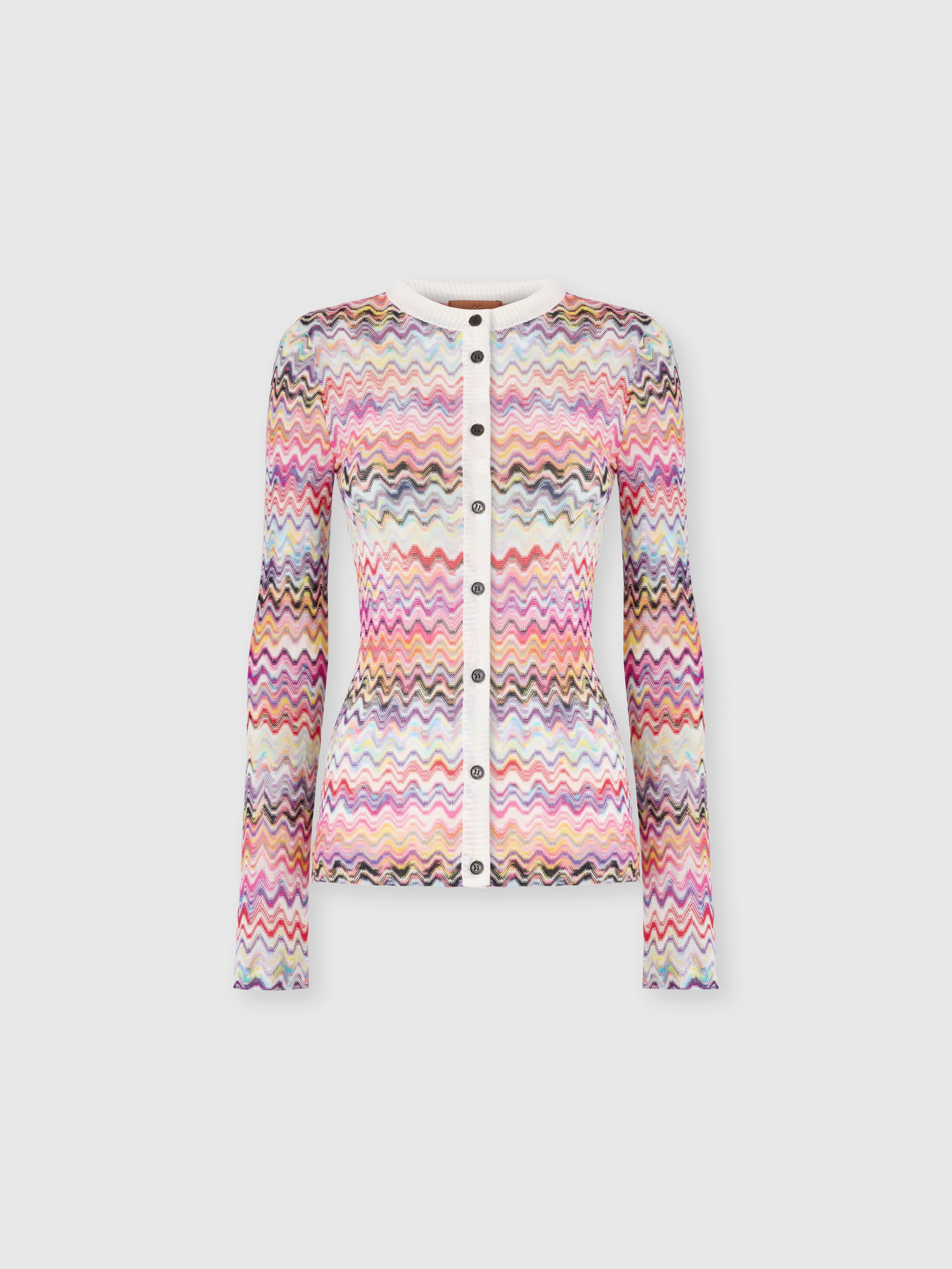Missoni - Slim-fit crewneck buttoned cardigan, Women, Pink & Multicoloured