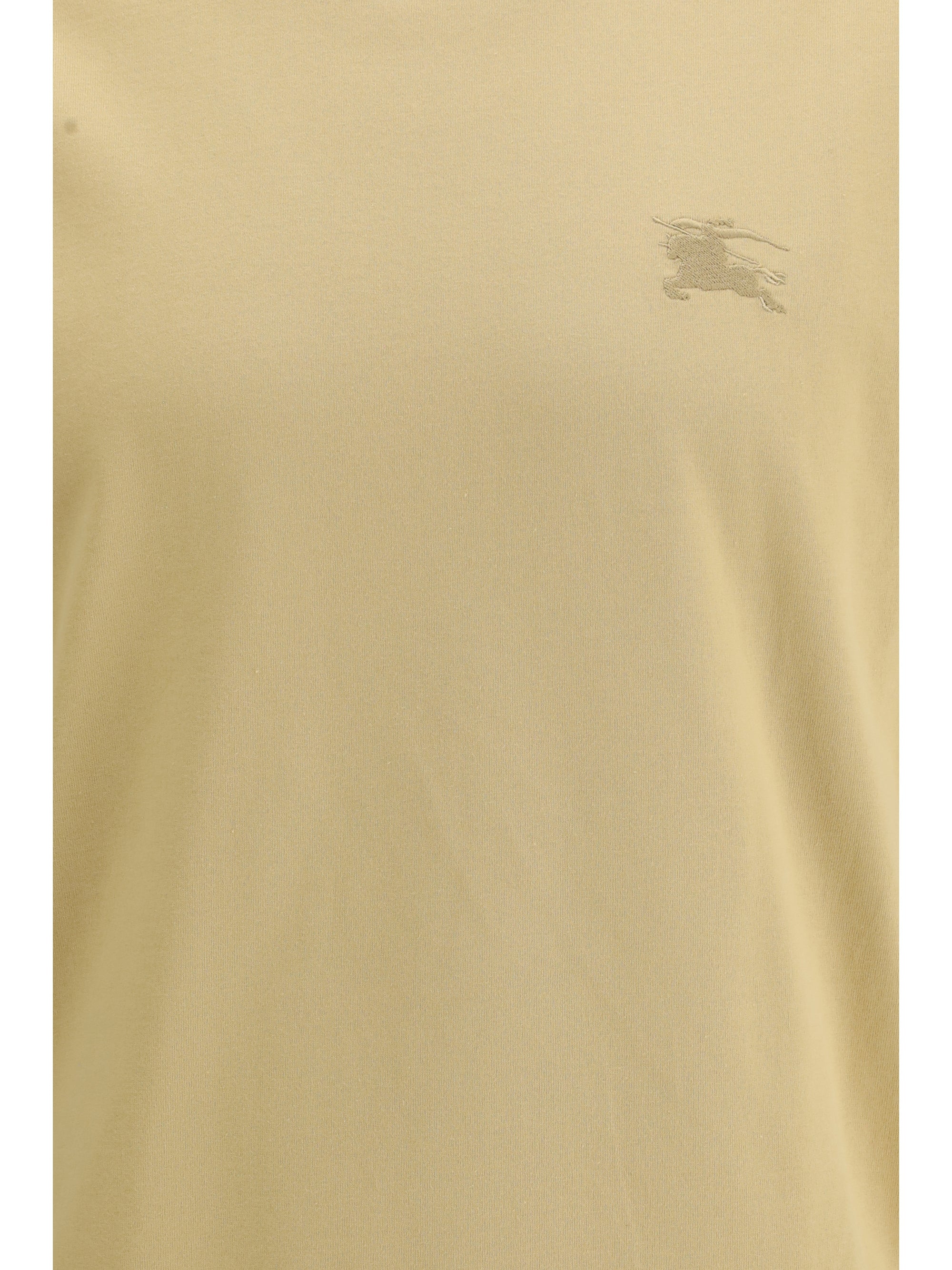 Check Trim Embroidered T-Shirt — Beige