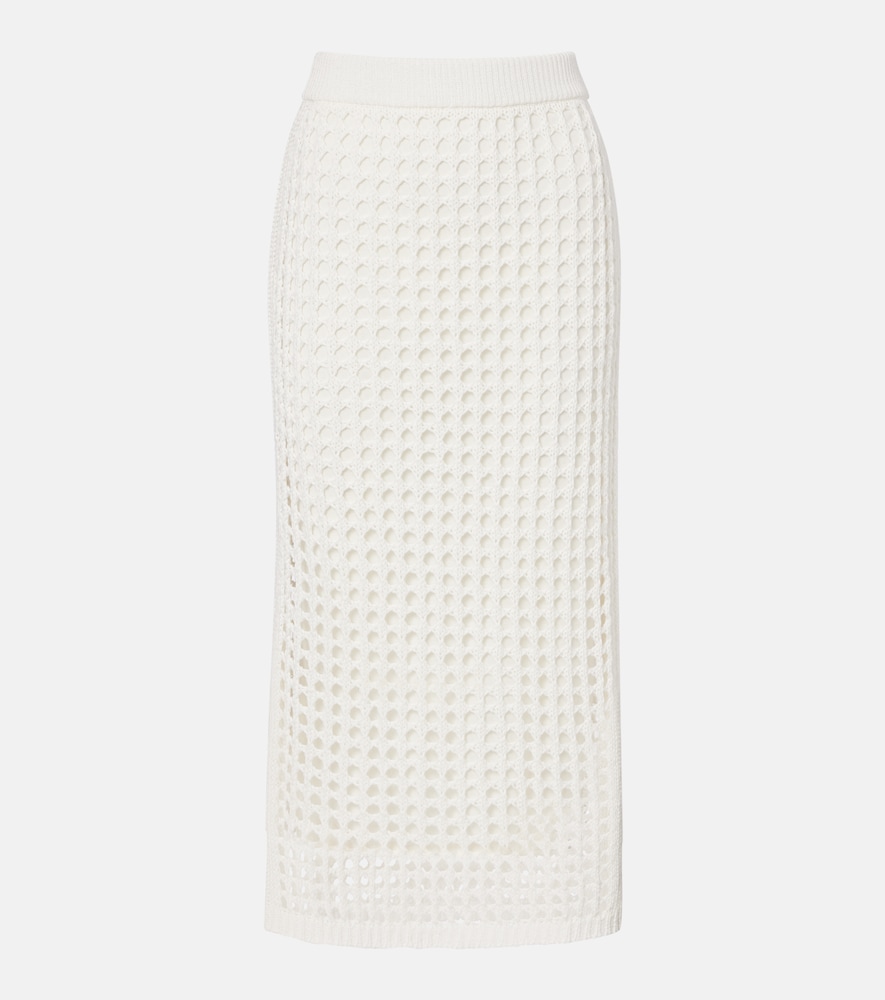 Geode open-knit cotton midi skirt