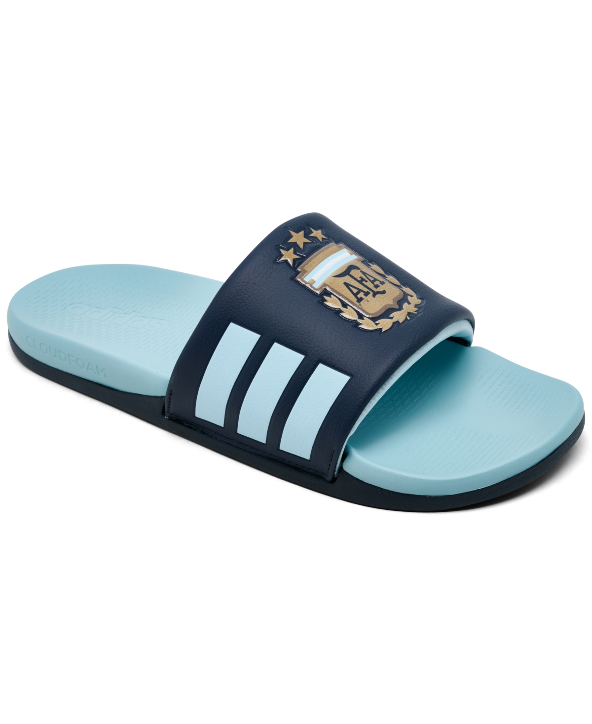 Men's Adilette Comfort 2.0 Argentina Slide Sandals from Finish Line - Navy, Gold, Ice Blue