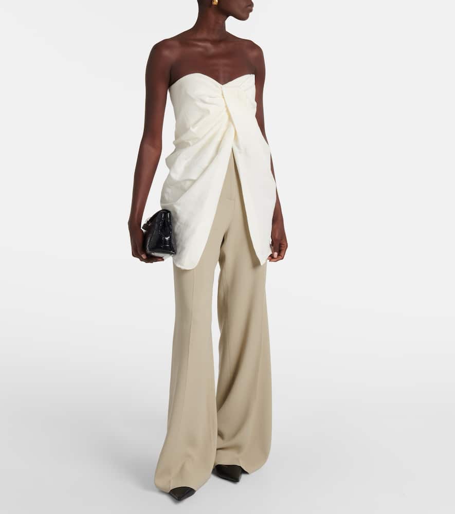Tuiren draped linen and cotton-blend top