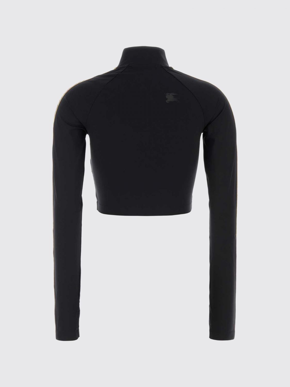 Cropped Slim Fit Technical Jersey Sweatshirt with High Neck and Zip Closure