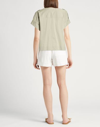 Woman Shirt Sage green Size 10 Cotton, Elastane