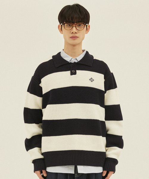 STRIPE COLLAR KNIT