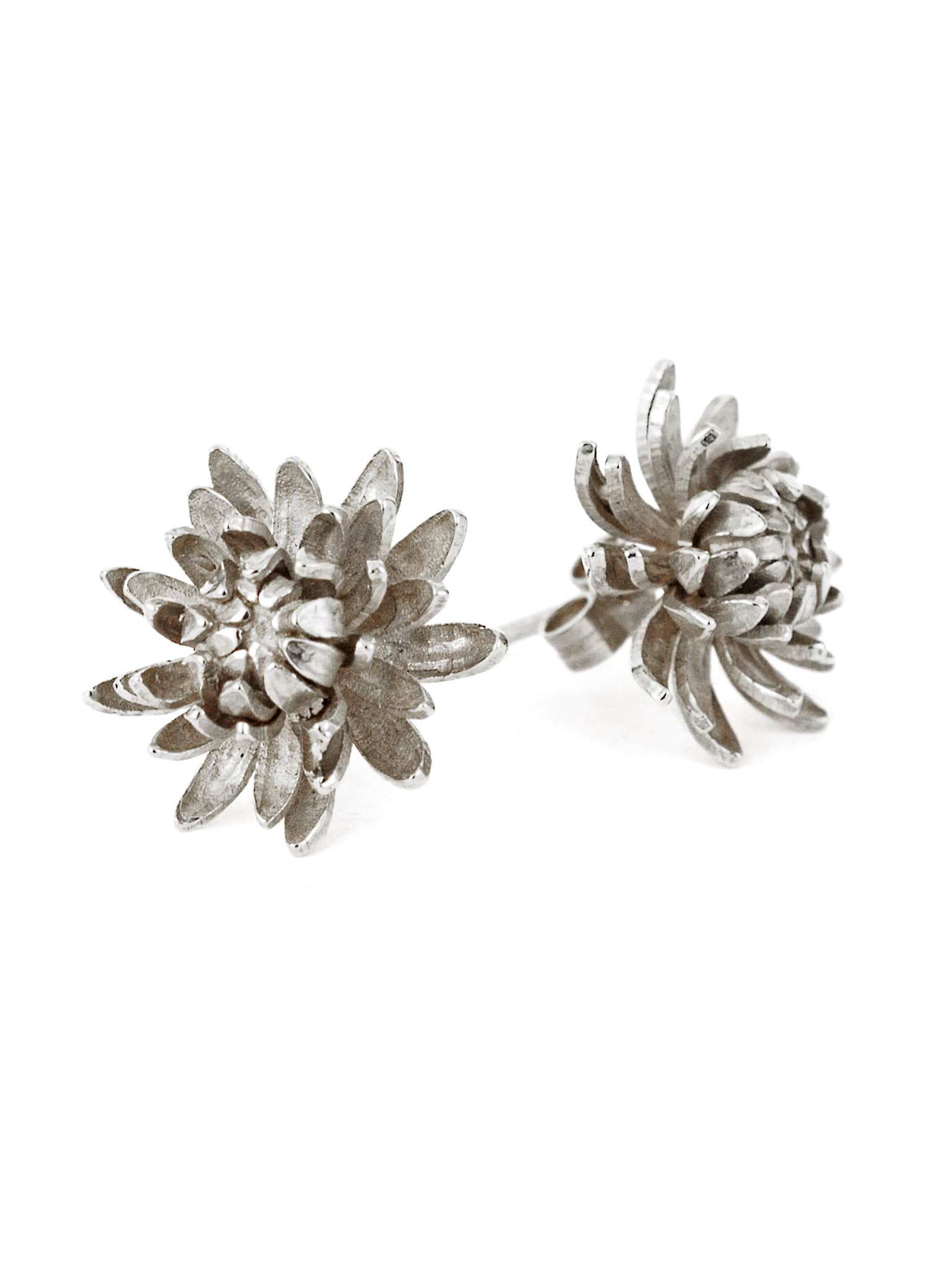 Chrysanthemum Flower Stud Earrings by Jewellery