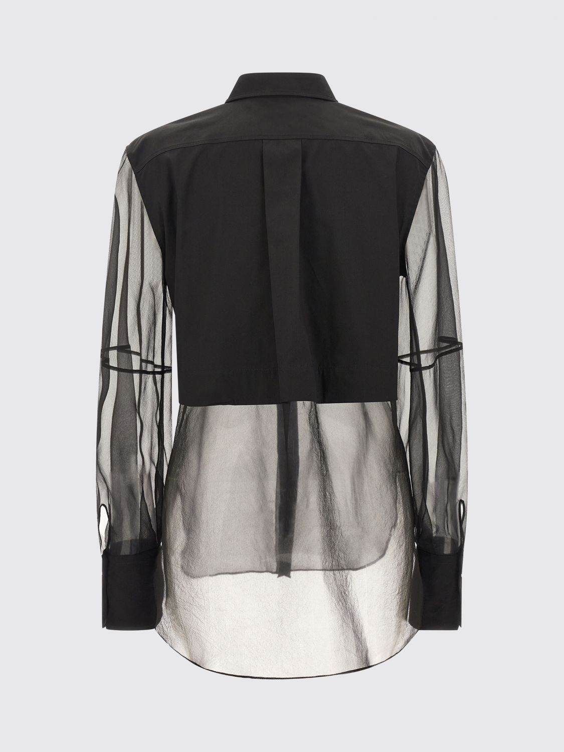 Semi-sheer button-up shirt - Black