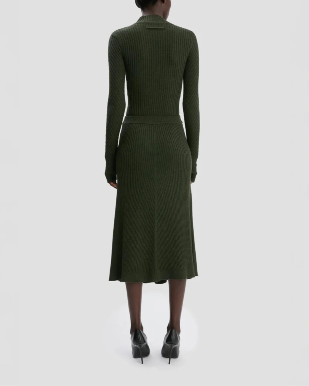 Ribbed Midi Knit Skirt In Oregano