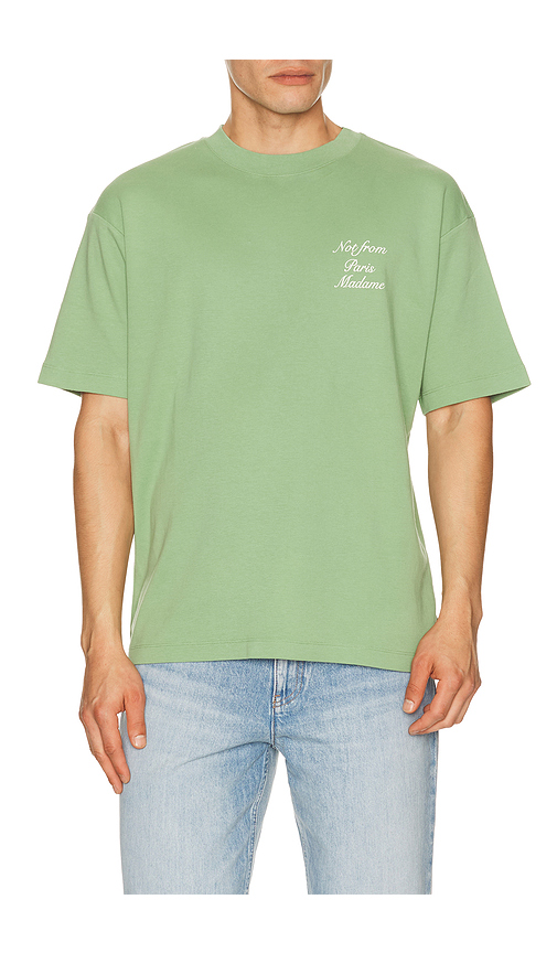 DrÃ´le De Monsieur Le T-Shirt Slogan Calligraphy in Green. S. Also in M, L, XL/1X, XXL/2X