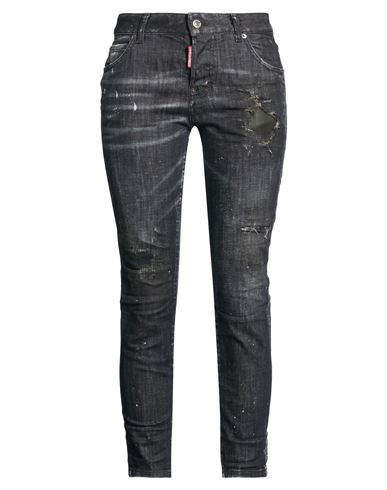 Woman Jeans Black Size 36 Cotton, Elastane