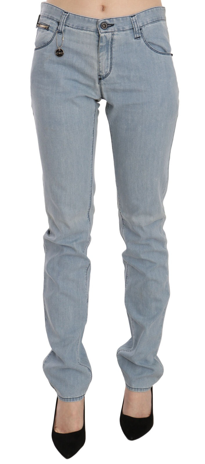 Mid-Waist Skinny Denim Jeans — Blue