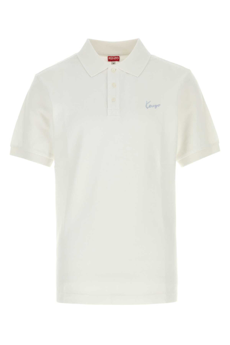 White Piquet Polo Shirt Offwhite Exterior: Cotton - Men