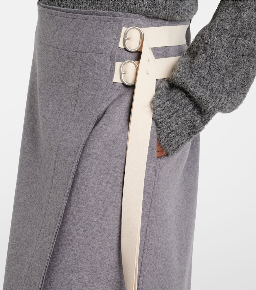 Wool-blend midi skirt