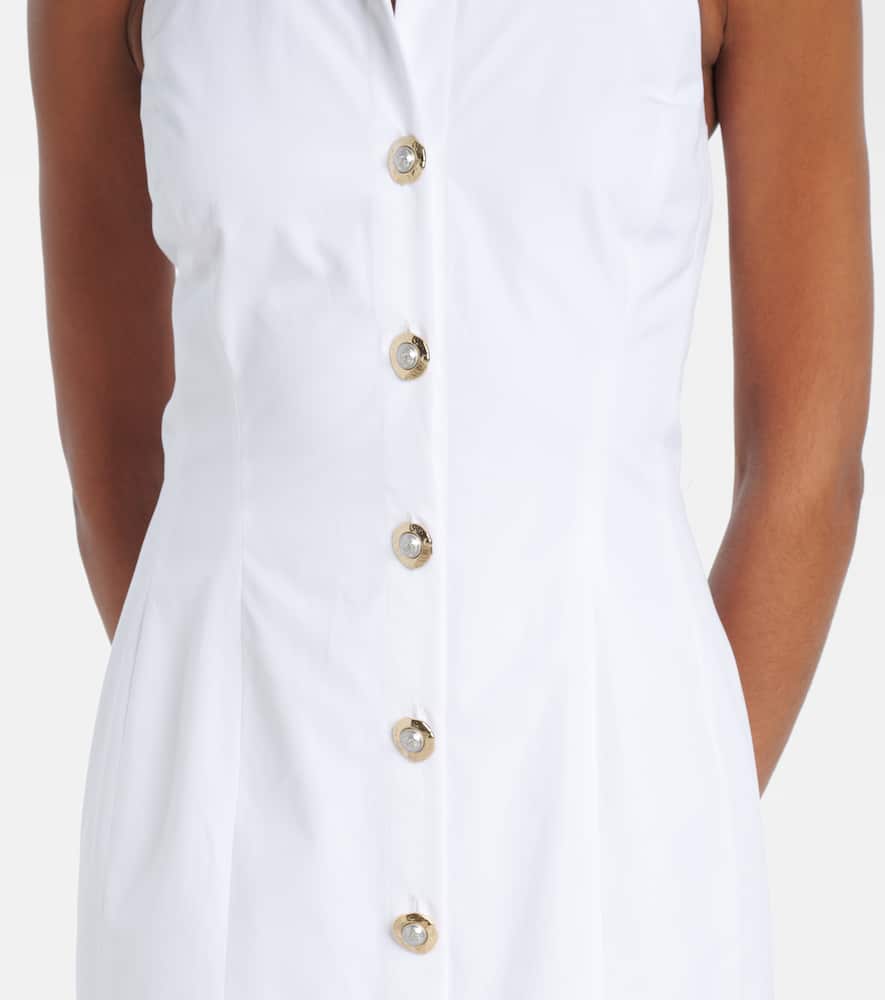 Open-back buttoned poplin shirt dress