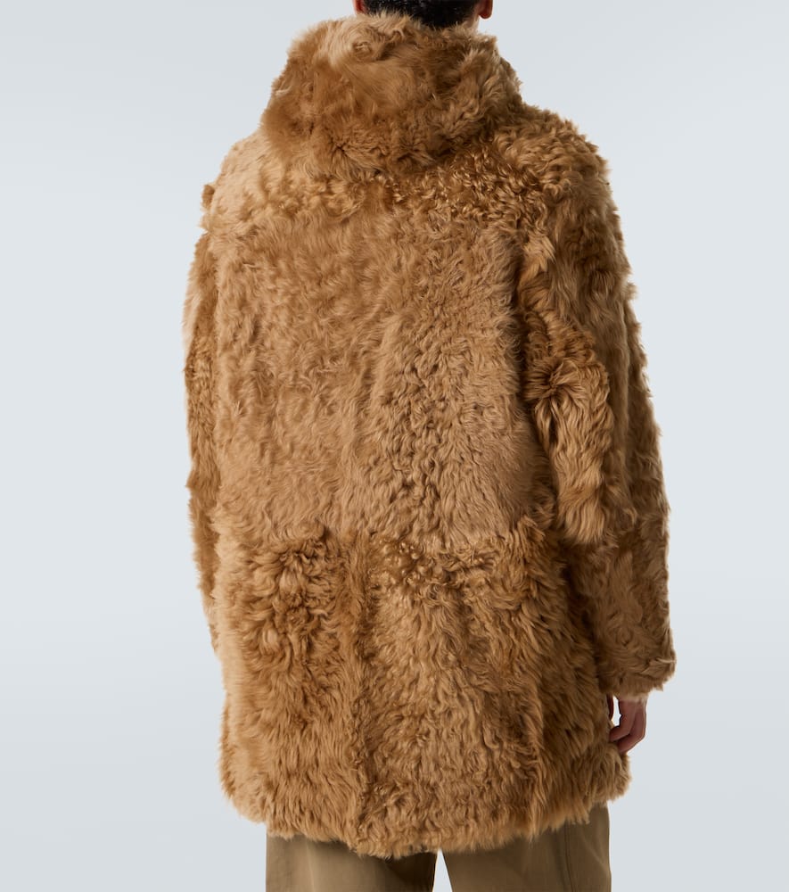 Hooded shearling coat
