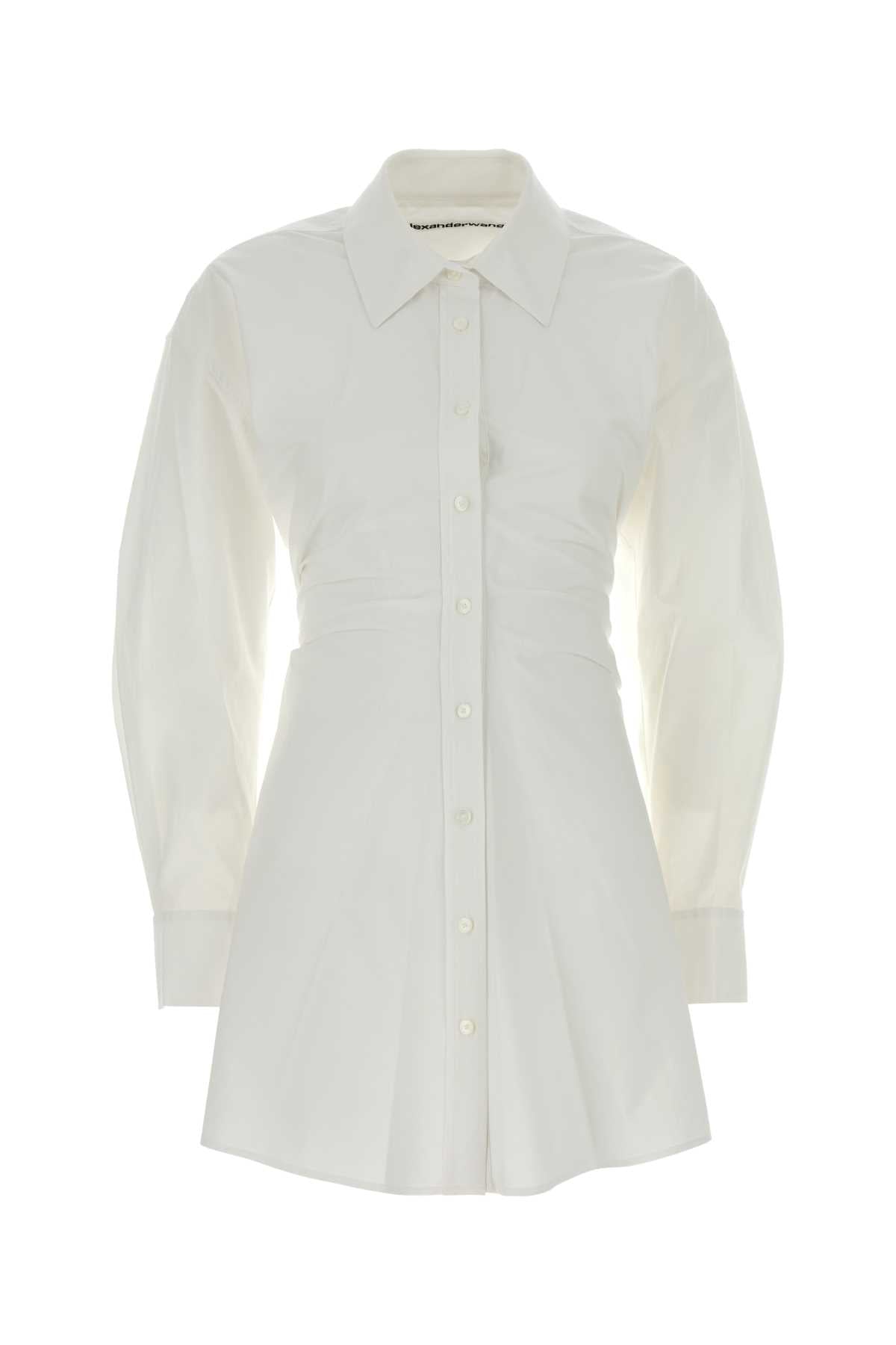 Stretch Poplin Shirt Dress — White