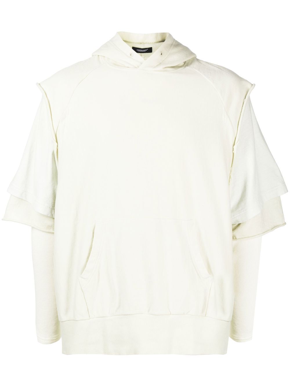 Layered-sleeve cotton hoodie - Neutrals