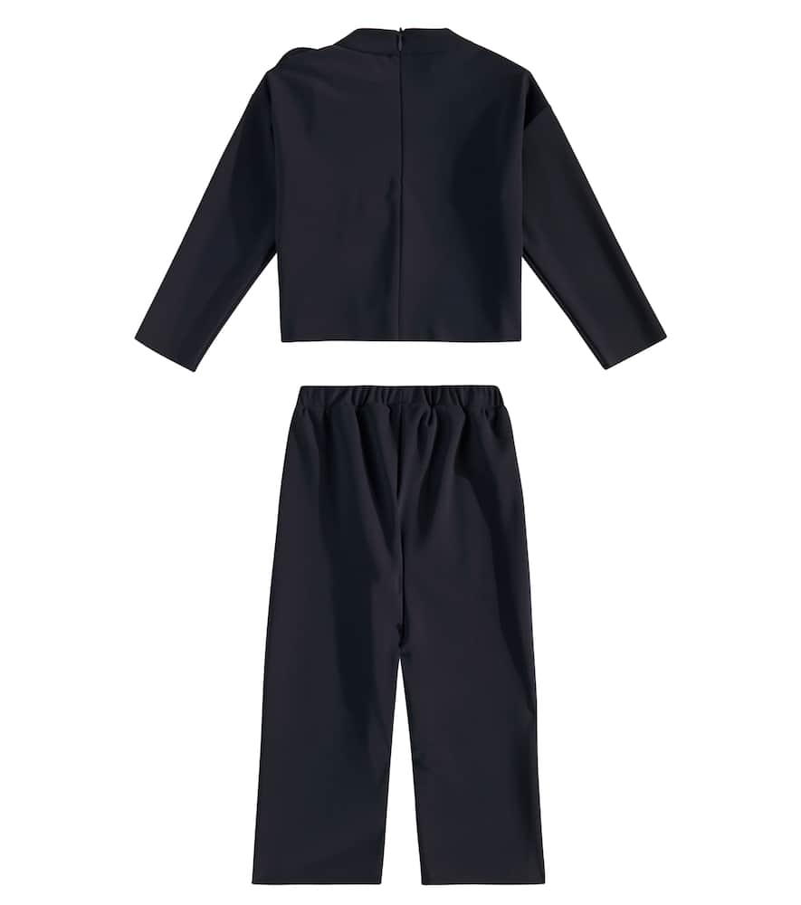 Floral-appliqué top and pants set