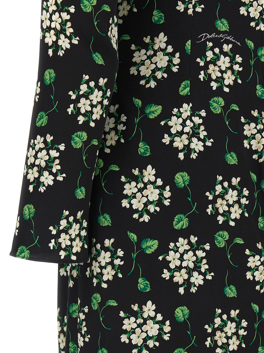 Dolce&Gabbana - floral stretch silk midi dress ruched