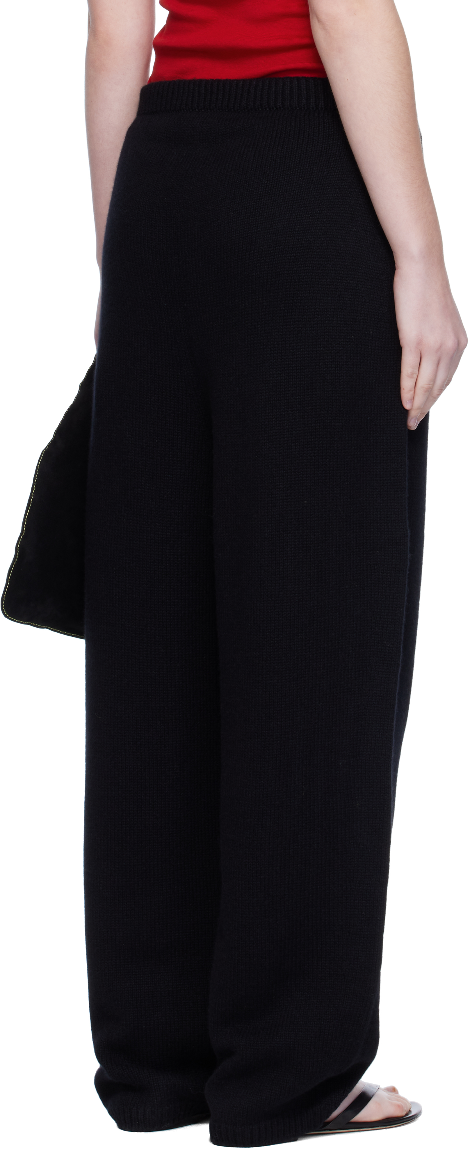 Black Wide Knitted Jogger Lounge Pants