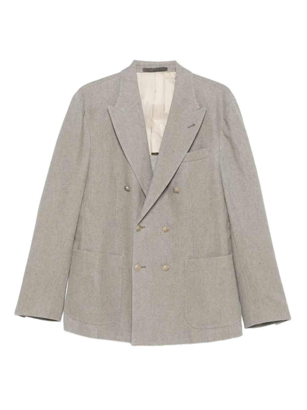 Double-Breasted Wool-Cashmere Blazer — grey