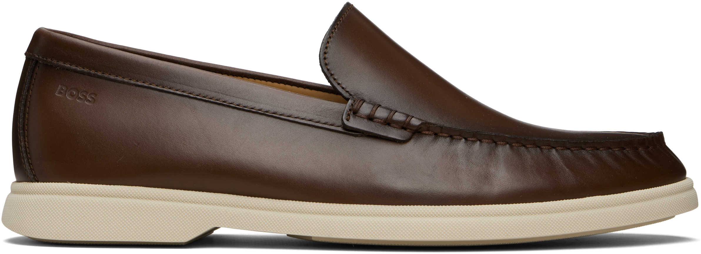 Brown Emed-Logo Leather Loafers