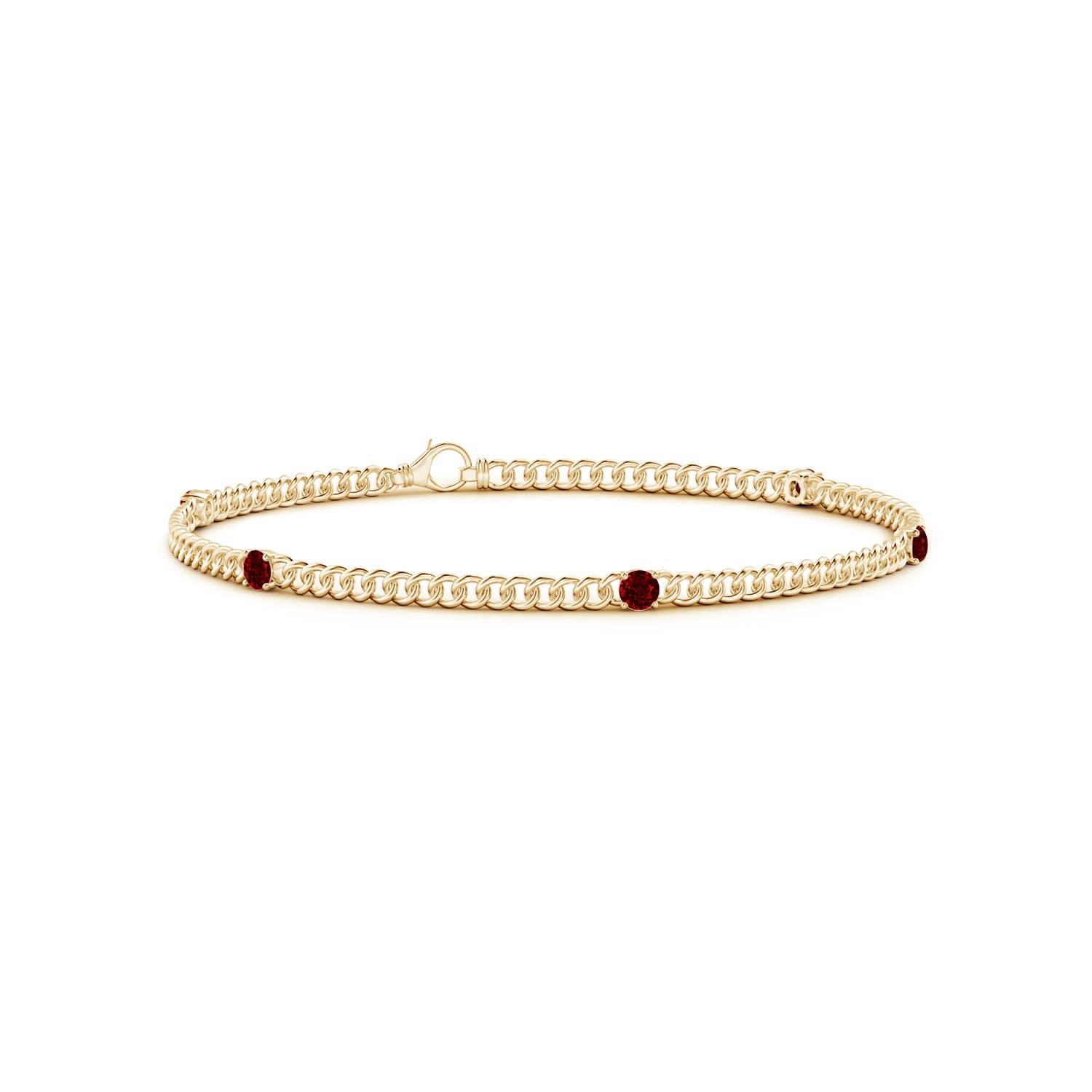 Angara 0.7 Carat Five Stone Ruby Station Bracelet in 14K Yellow Gold